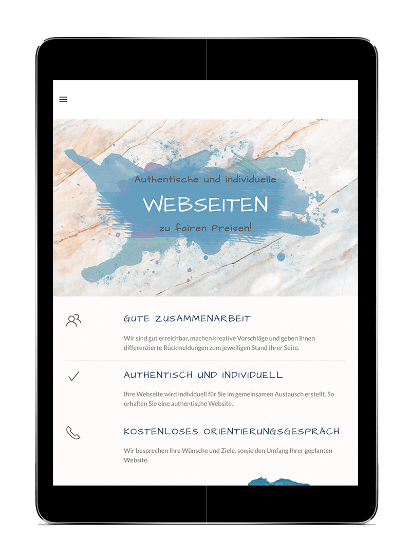 Responsive Darstellung einer Webseite auf Handy und Tablet